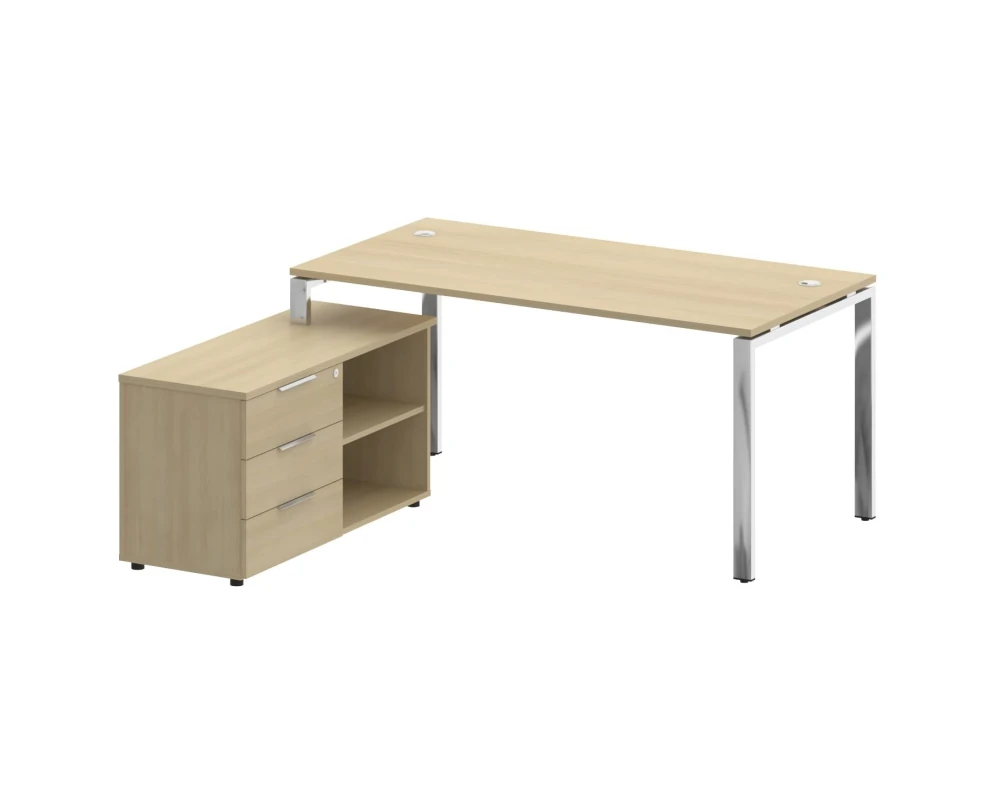 Стол рабочий руководителя с опорной тумбой левый 1700x1620x750 Метал Систем Директ / Metal System Direct