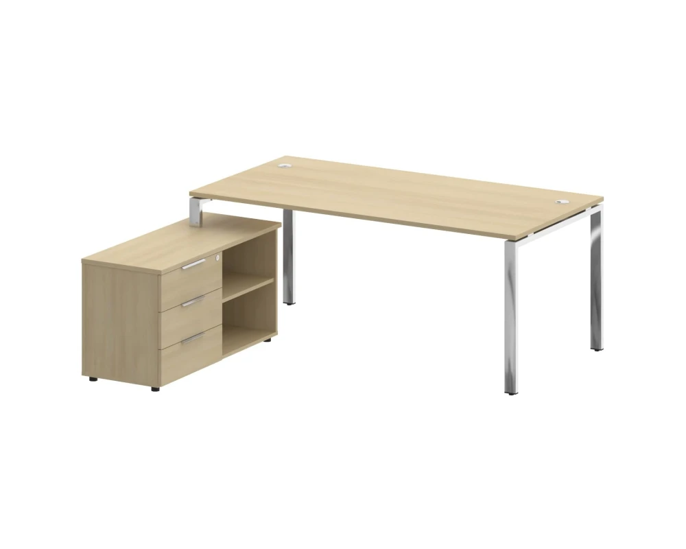 Стол рабочий руководителя с опорной тумбой левый 1900x1720x750 Метал Систем Директ / Metal System Direct