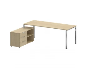 Стол рабочий руководителя с опорной тумбой левый 2100x1620x750 Метал Систем Директ / Metal System Direct images