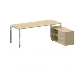 Стол рабочий руководителя с опорной тумбой правый 2100x1620x750 Метал Систем Директ / Metal System Direct images