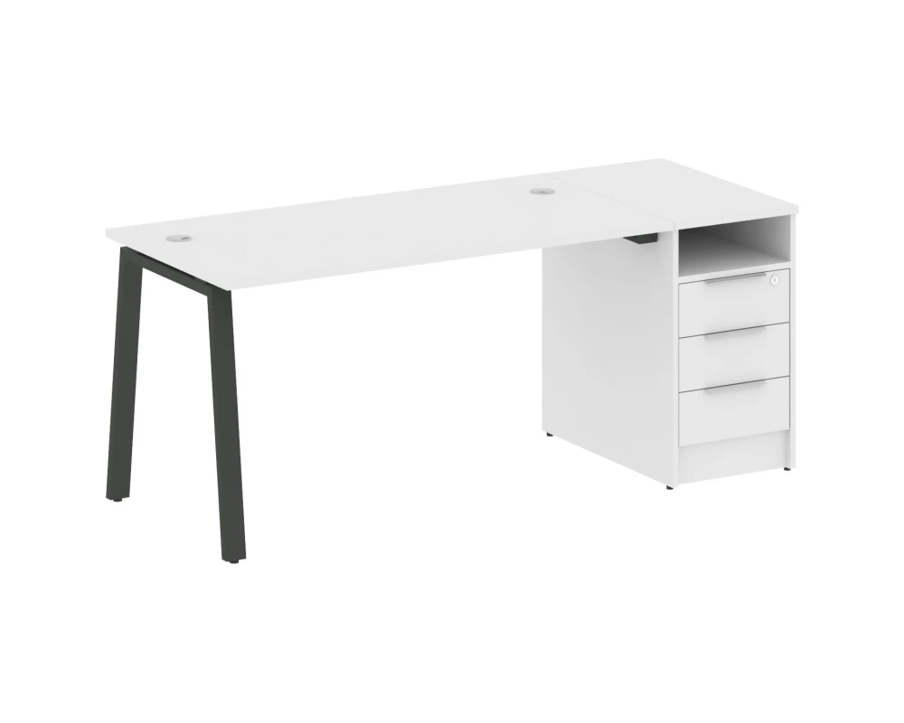 Рабочая станция на А-образном м/к с опорной тумбой 181,2x72x75 Метал Систем / Metal System