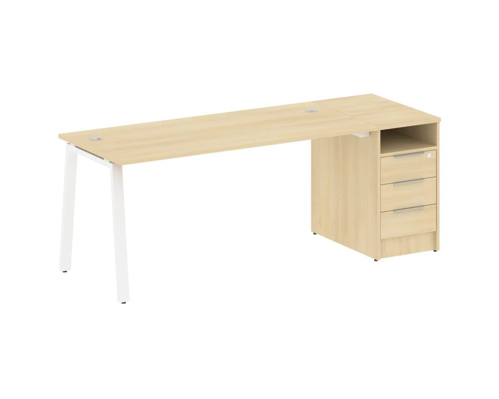 Рабочая станция на А-образном м/к с опорной тумбой 201,2x72x75 Метал Систем / Metal System