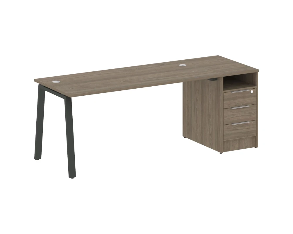 Рабочая станция на А-образном м/к с опорной тумбой 201,2x72x75 Метал Систем / Metal System