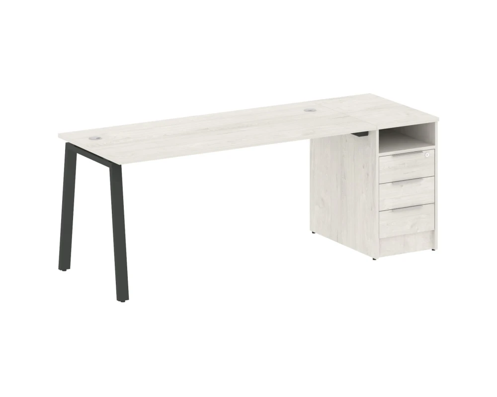 Рабочая станция на А-образном м/к с опорной тумбой 201,2x72x75 Метал Систем / Metal System