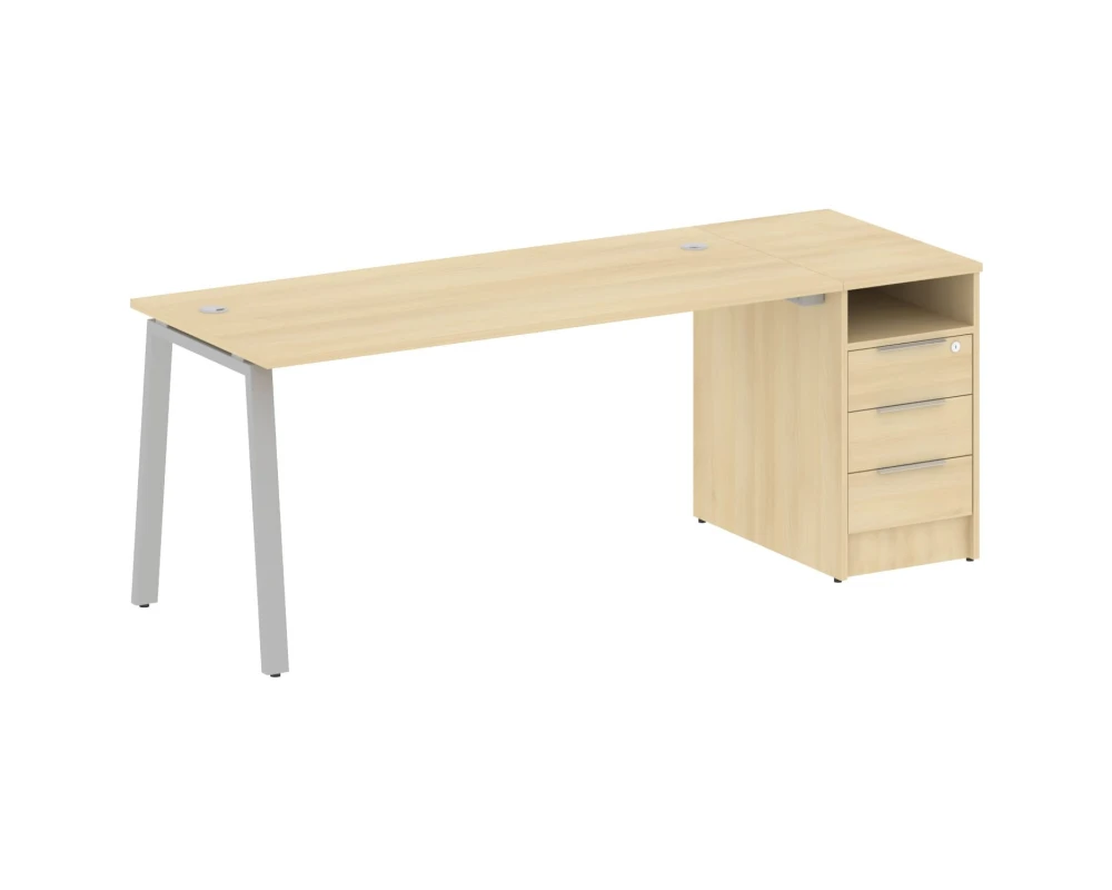 Рабочая станция на А-образном м/к с опорной тумбой 201,2x72x75 Метал Систем / Metal System