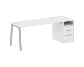 Рабочая станция на А-образном м/к с опорной тумбой 201,2x72x75 Метал Систем / Metal System images