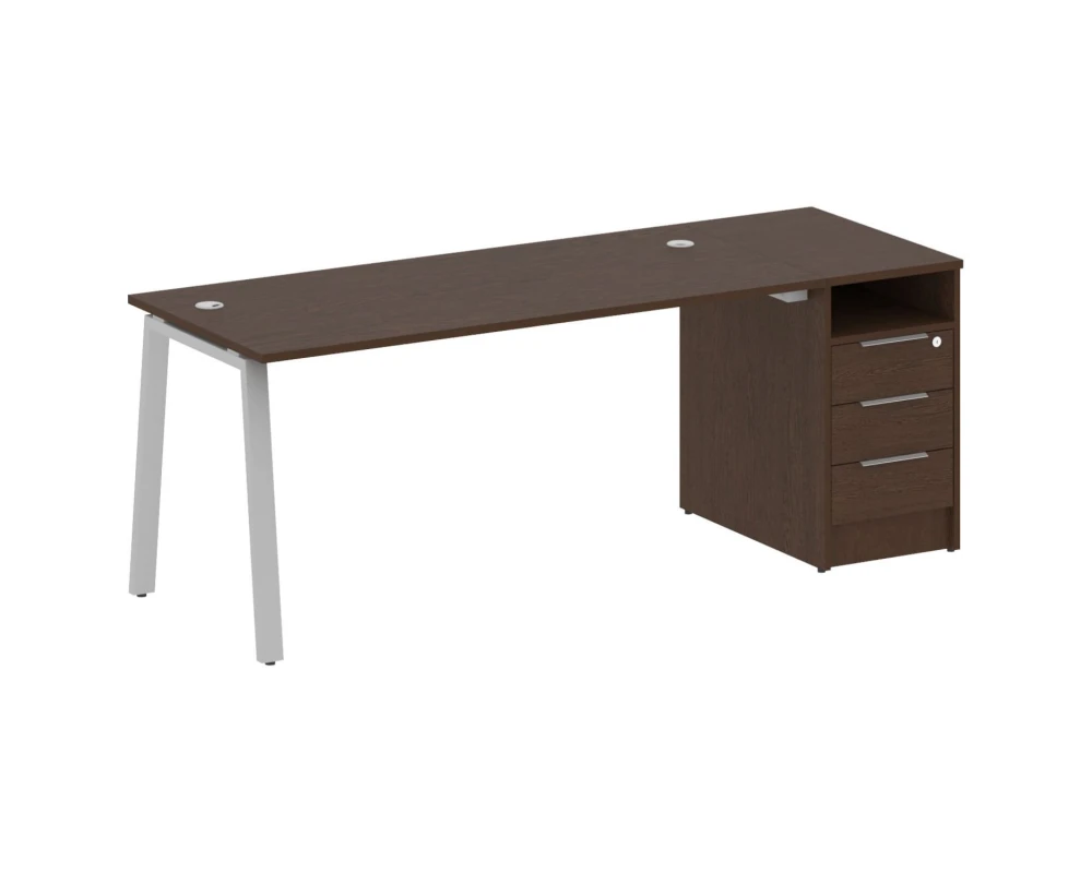 Рабочая станция на А-образном м/к с опорной тумбой 201,2x72x75 Метал Систем / Metal System