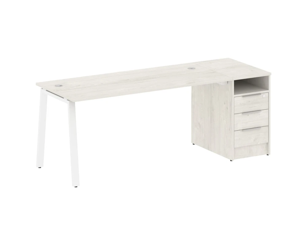 Рабочая станция на А-образном м/к с опорной тумбой 201,2x72x75 Метал Систем / Metal System