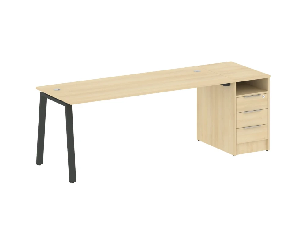 Рабочая станция на А-образном м/к с опорной тумбой 221,2x72x75 Метал Систем / Metal System