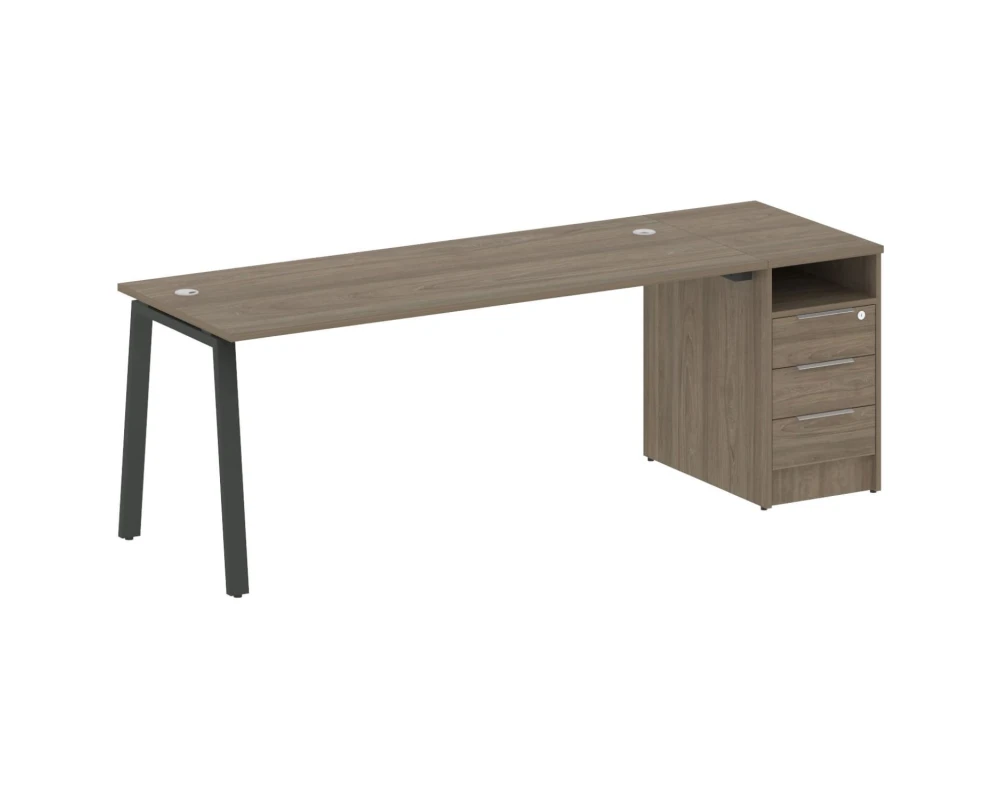 Рабочая станция на А-образном м/к с опорной тумбой 221,2x72x75 Метал Систем / Metal System