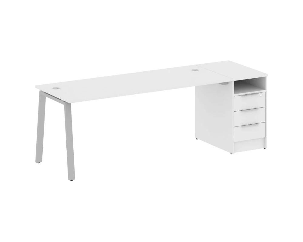 Рабочая станция на А-образном м/к с опорной тумбой 221,2x72x75 Метал Систем / Metal System