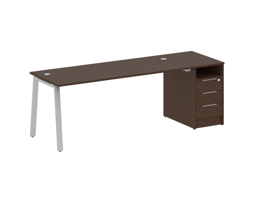 Рабочая станция на А-образном м/к с опорной тумбой 221,2x72x75 Метал Систем / Metal System