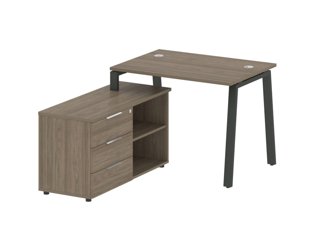 Рабочая станция на А-образном м/к с опорной тумбой левая 110x152x75 Метал Систем / Metal System