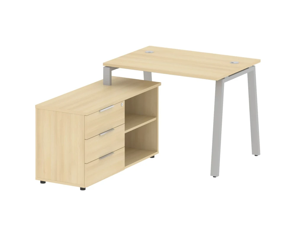 Рабочая станция на А-образном м/к с опорной тумбой левая 110x152x75 Метал Систем / Metal System