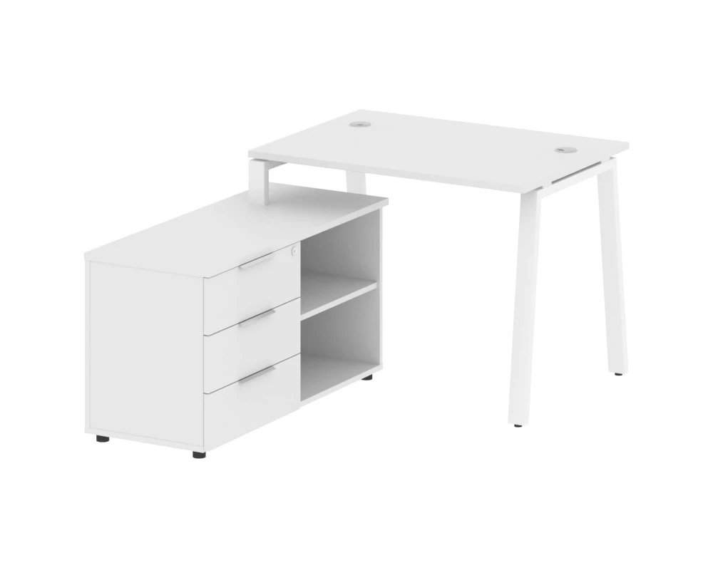 Рабочая станция на А-образном м/к с опорной тумбой левая 110x152x75 Метал Систем / Metal System