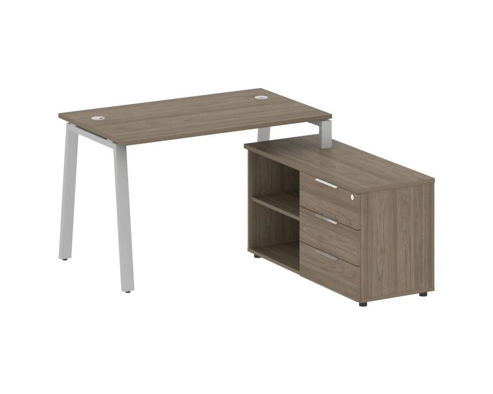 Рабочая станция на А-образном м/к с опорной тумбой правая 130x152x75 Метал Систем / Metal System