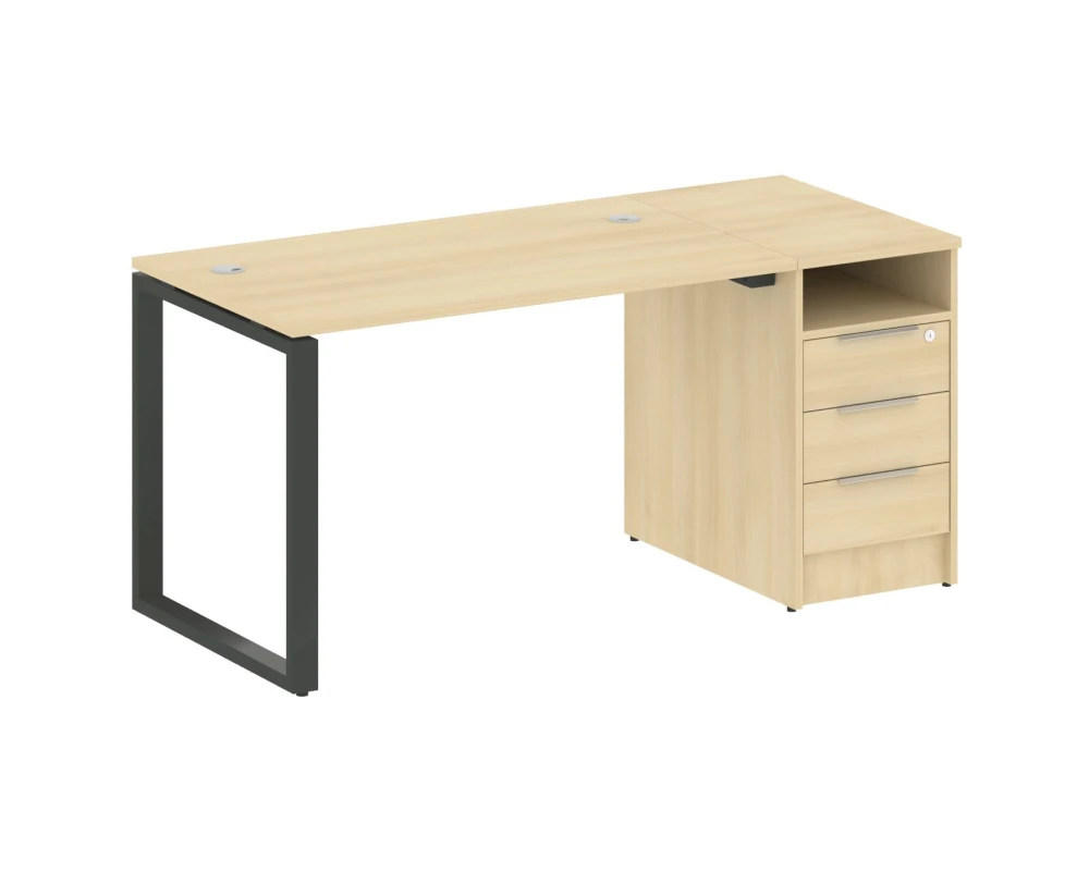 Рабочая станция на О-образном м/к с опорной тумбой 161,2x72x75 Метал Систем / Metal System