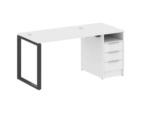 Рабочая станция на О-образном м/к с опорной тумбой 161,2x72x75 Метал Систем / Metal System images