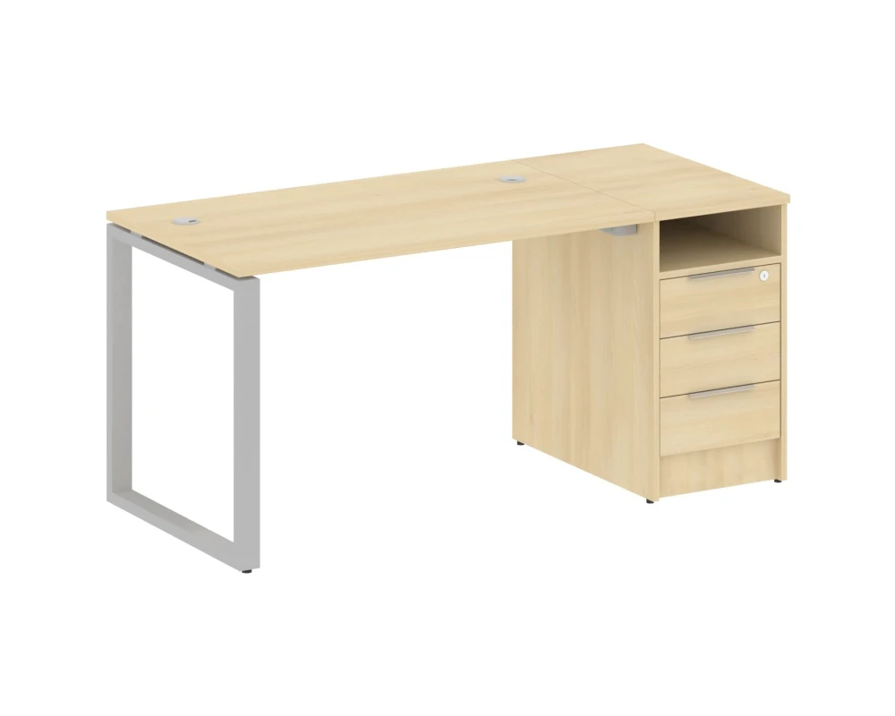 Рабочая станция на О-образном м/к с опорной тумбой 161,2x72x75 Метал Систем / Metal System