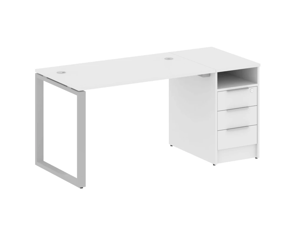 Рабочая станция на О-образном м/к с опорной тумбой 161,2x72x75 Метал Систем / Metal System