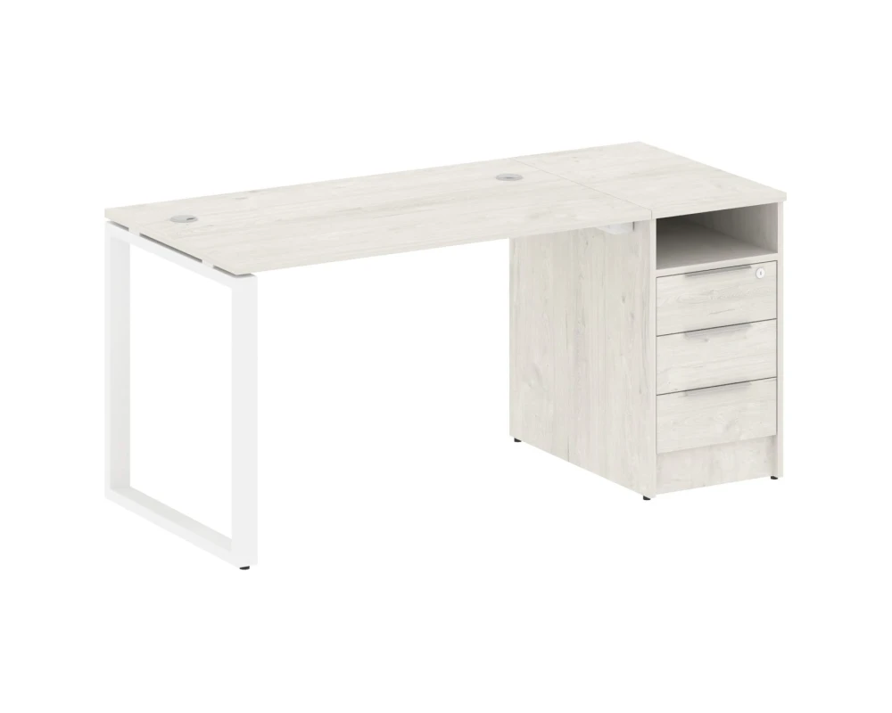 Рабочая станция на О-образном м/к с опорной тумбой 161,2x72x75 Метал Систем / Metal System