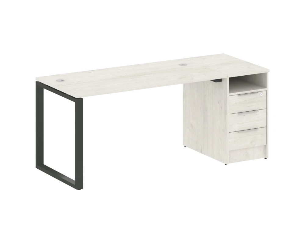 Рабочая станция на О-образном м/к с опорной тумбой 181,2x72x75 Метал Систем / Metal System