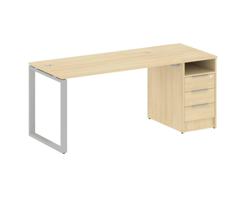 Рабочая станция на О-образном м/к с опорной тумбой 181,2x72x75 Метал Систем / Metal System