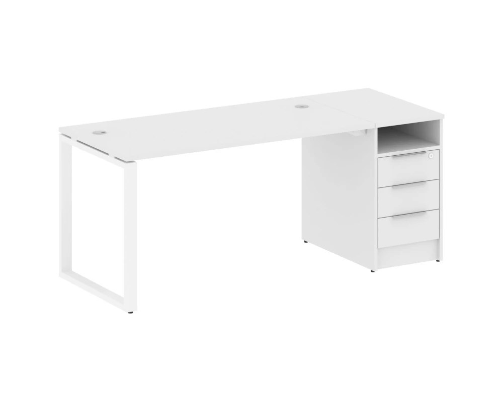 Рабочая станция на О-образном м/к с опорной тумбой 181,2x72x75 Метал Систем / Metal System