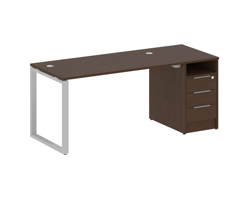 Рабочая станция на О-образном м/к с опорной тумбой 181,2x72x75 Метал Систем / Metal System