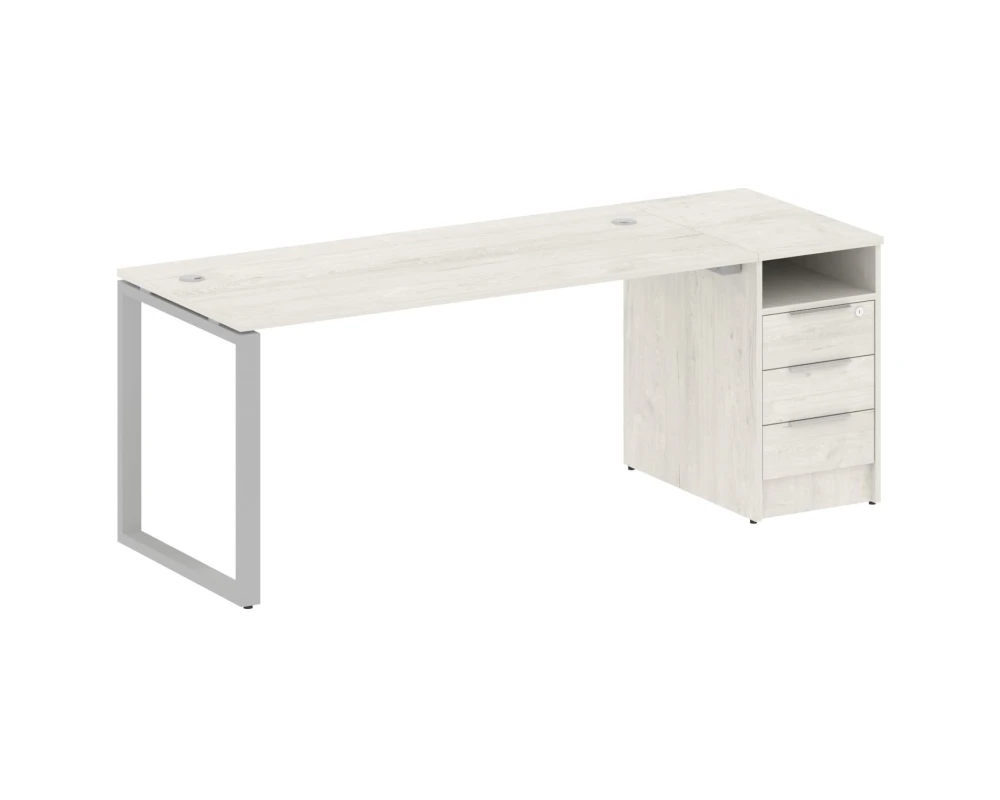 Рабочая станция на О-образном м/к с опорной тумбой 201,2x72x75 Метал Систем / Metal System