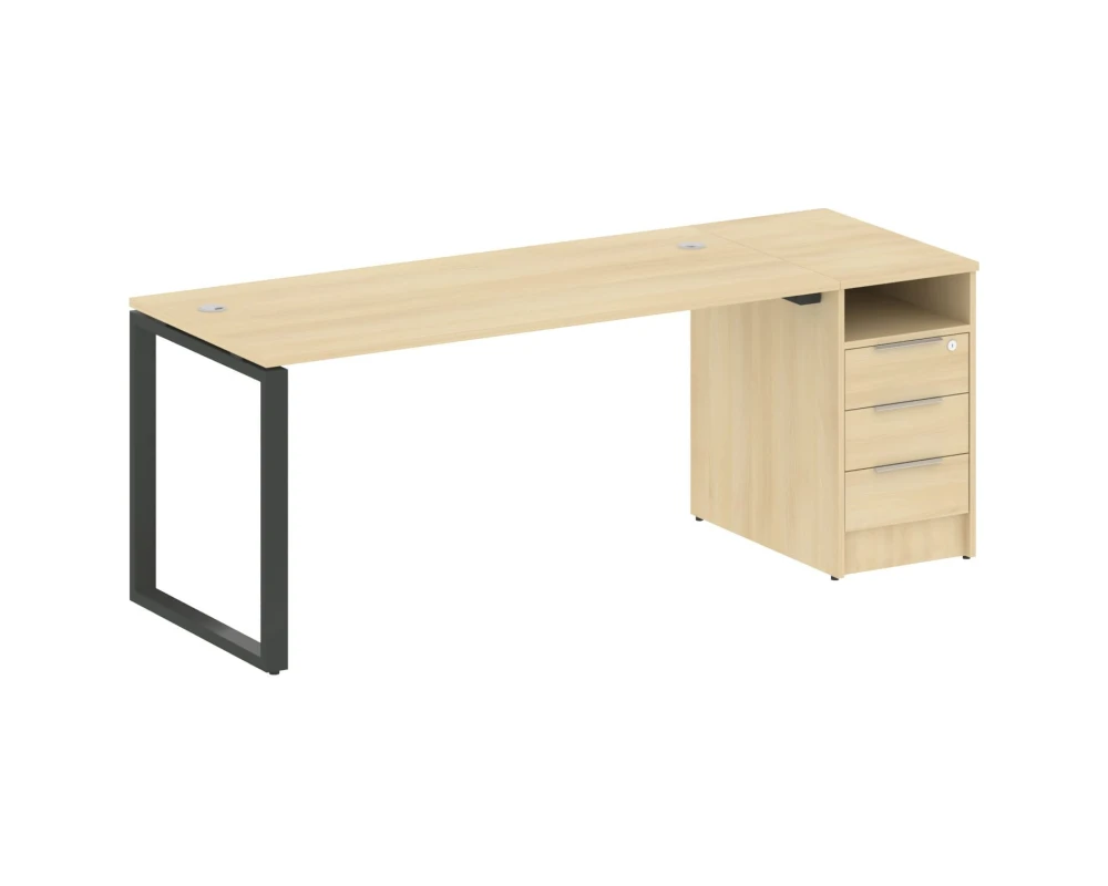 Рабочая станция на О-образном м/к с опорной тумбой 201,2x72x75 Метал Систем / Metal System