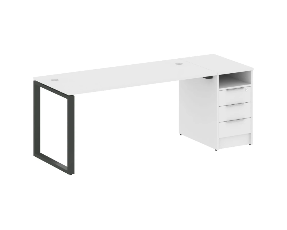 Рабочая станция на О-образном м/к с опорной тумбой 201,2x72x75 Метал Систем / Metal System