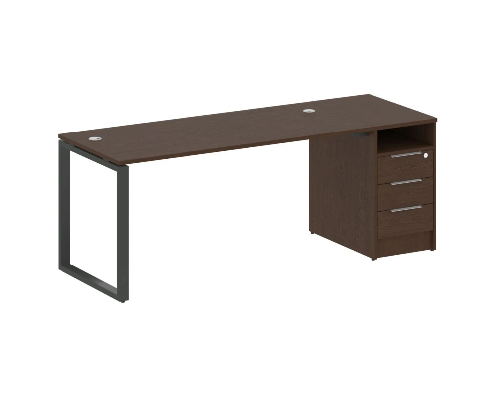 Рабочая станция на О-образном м/к с опорной тумбой 201,2x72x75 Метал Систем / Metal System