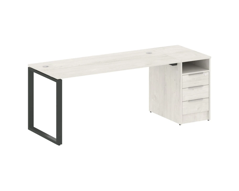 Рабочая станция на О-образном м/к с опорной тумбой 201,2x72x75 Метал Систем / Metal System