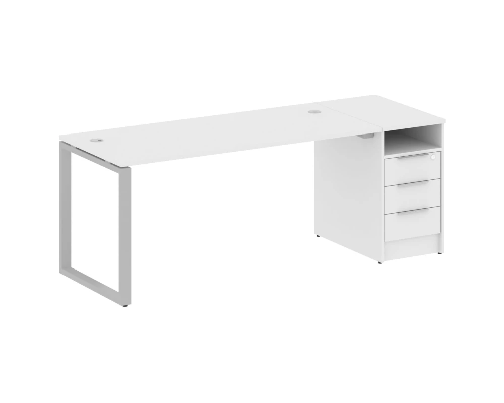 Рабочая станция на О-образном м/к с опорной тумбой 201,2x72x75 Метал Систем / Metal System
