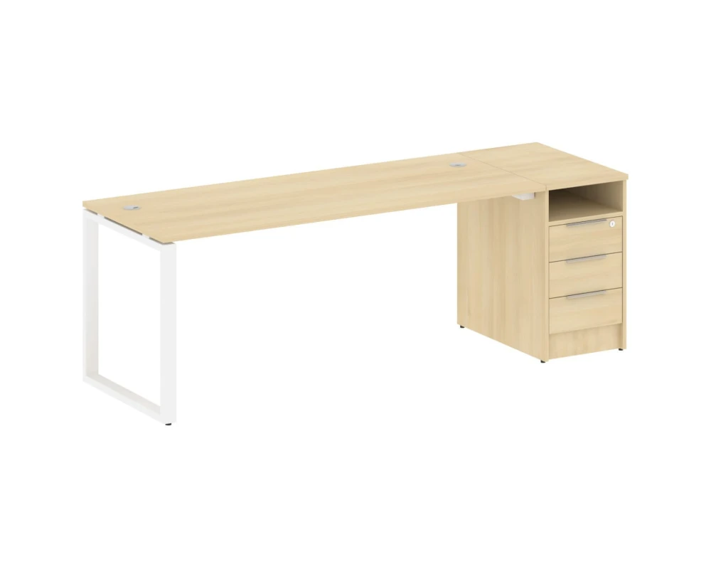 Рабочая станция на О-образном м/к с опорной тумбой 221,2x72x75 Метал Систем / Metal System