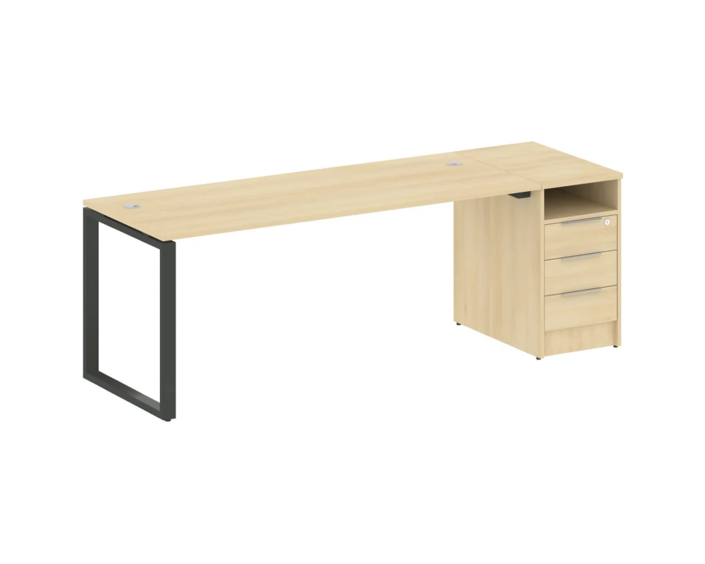 Рабочая станция на О-образном м/к с опорной тумбой 221,2x72x75 Метал Систем / Metal System