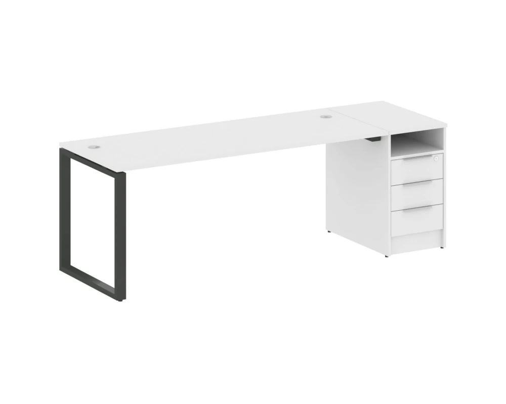 Рабочая станция на О-образном м/к с опорной тумбой 221,2x72x75 Метал Систем / Metal System