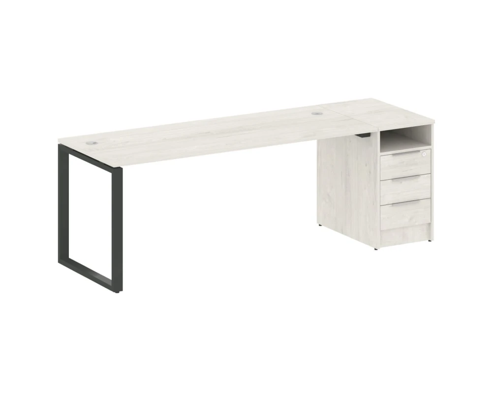 Рабочая станция на О-образном м/к с опорной тумбой 221,2x72x75 Метал Систем / Metal System