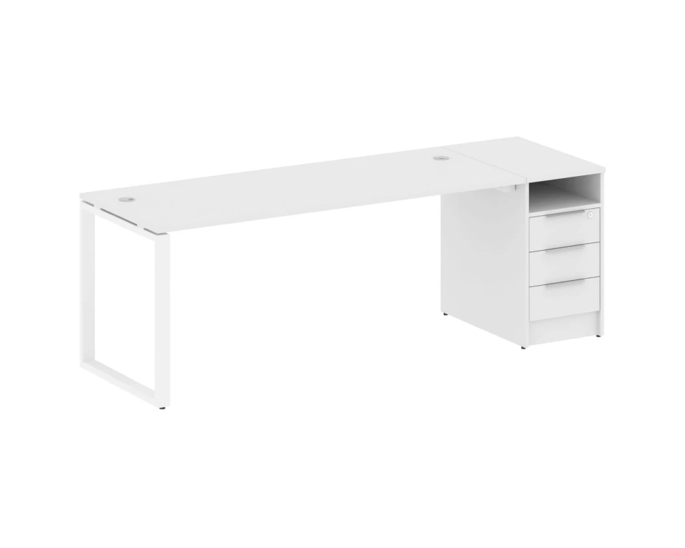 Рабочая станция на О-образном м/к с опорной тумбой 221,2x72x75 Метал Систем / Metal System