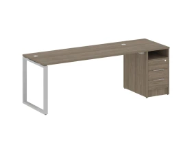 Рабочая станция на О-образном м/к с опорной тумбой 221,2x72x75 Метал Систем / Metal System images