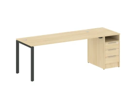 Рабочая станция на П-образном м/к с опорной тумбой 221,2x72x75 Метал Систем / Metal System images