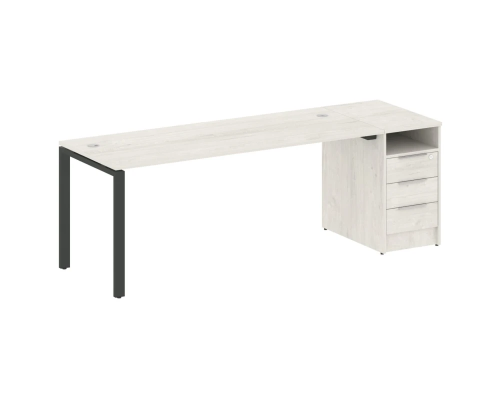 Рабочая станция на П-образном м/к с опорной тумбой 221,2x72x75 Метал Систем / Metal System