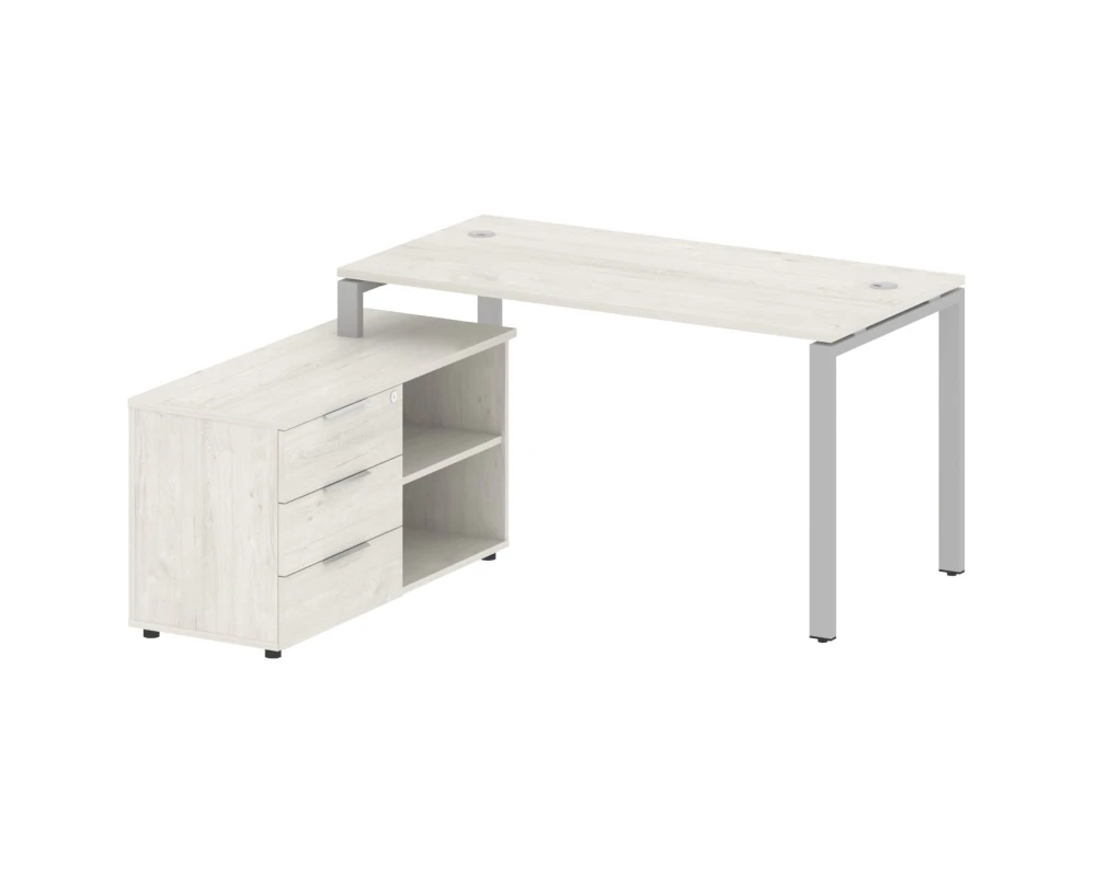 Рабочая станция на П-образном м/к с опорной тумбой левая 150x152x75 Метал Систем / Metal System