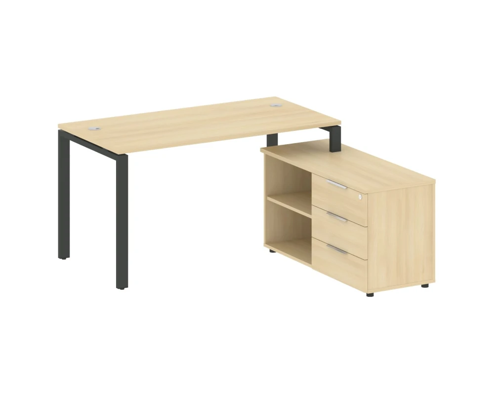 Рабочая станция на П-образном м/к с опорной тумбой правая 150x152x75 Метал Систем / Metal System