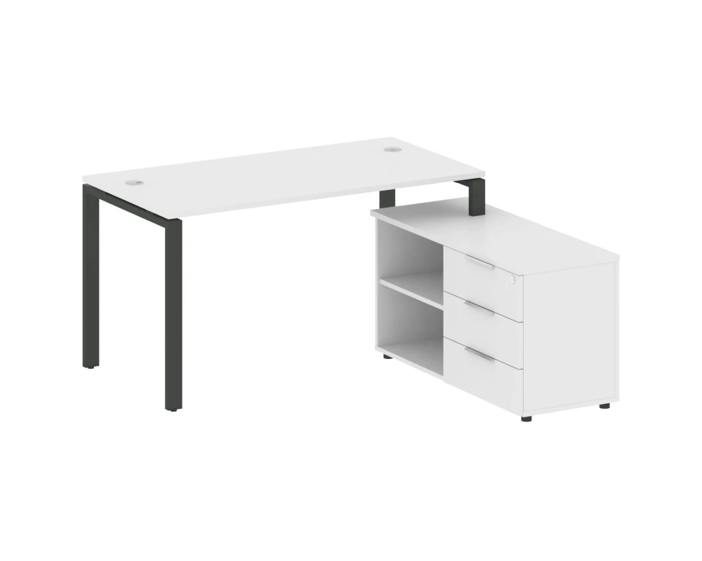 Рабочая станция на П-образном м/к с опорной тумбой правая 150x152x75 Метал Систем / Metal System