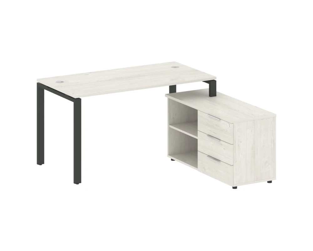 Рабочая станция на П-образном м/к с опорной тумбой правая 150x152x75 Метал Систем / Metal System