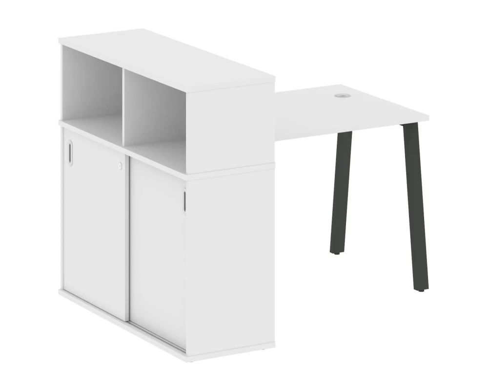 Стол письменный на А-образном м/к с опорным шкафом-купе 141x112x109,8 Метал Систем / Metal System