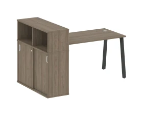Стол письменный на А-образном м/к с опорным шкафом-купе 181x112x109,8 Метал Систем / Metal System images