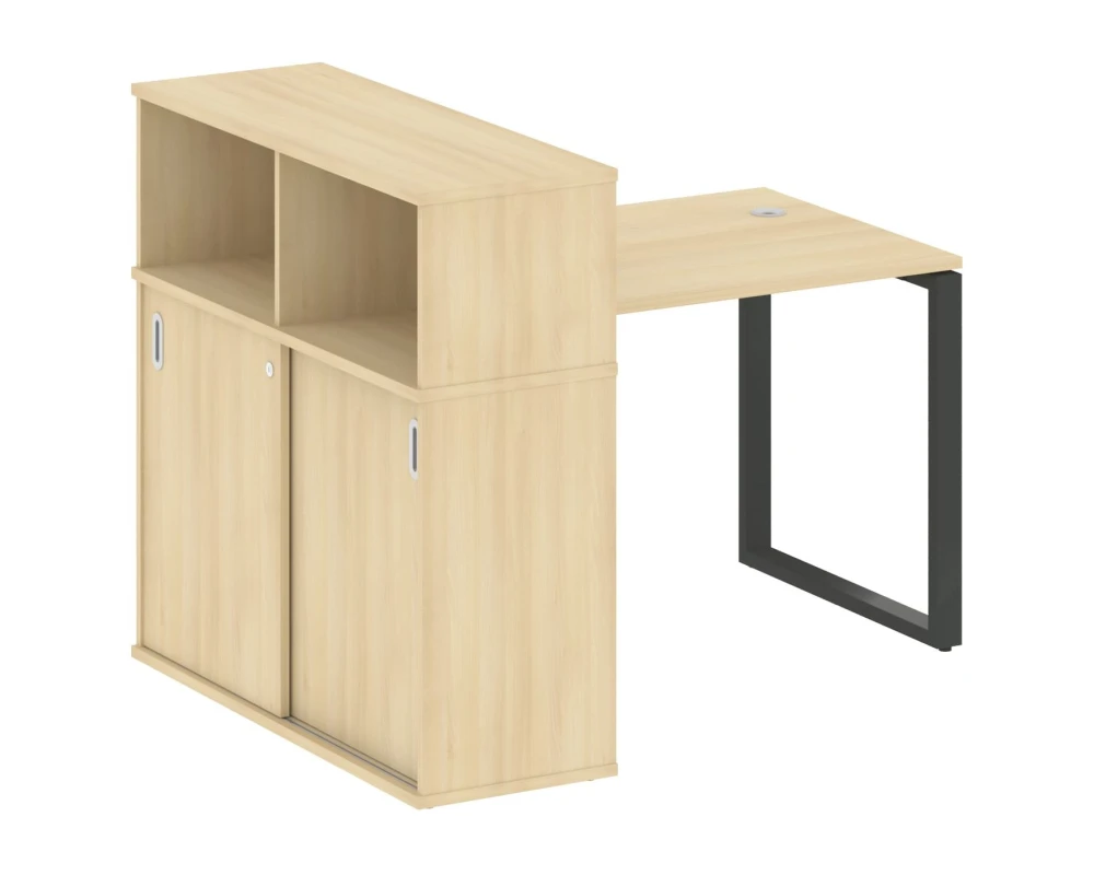 Стол письменный на О-образном м/к с опорным шкафом-купе 141x112x109,8 Метал Систем / Metal System